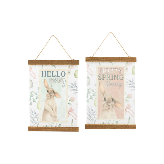 WAF41090-2A - 2 Assorted Hello Spring / Hoppy Spring Banners 