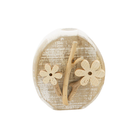 WAF41157 - Whitewashed Wood Branch and Daisy Taper Holder 