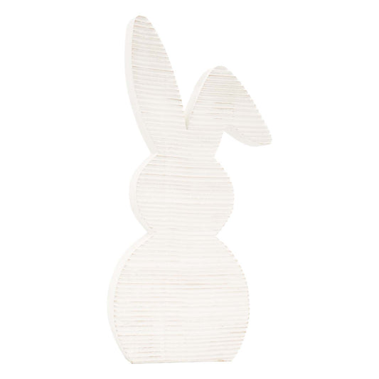 WAF57148 - Large White Wood Ridged Bunny