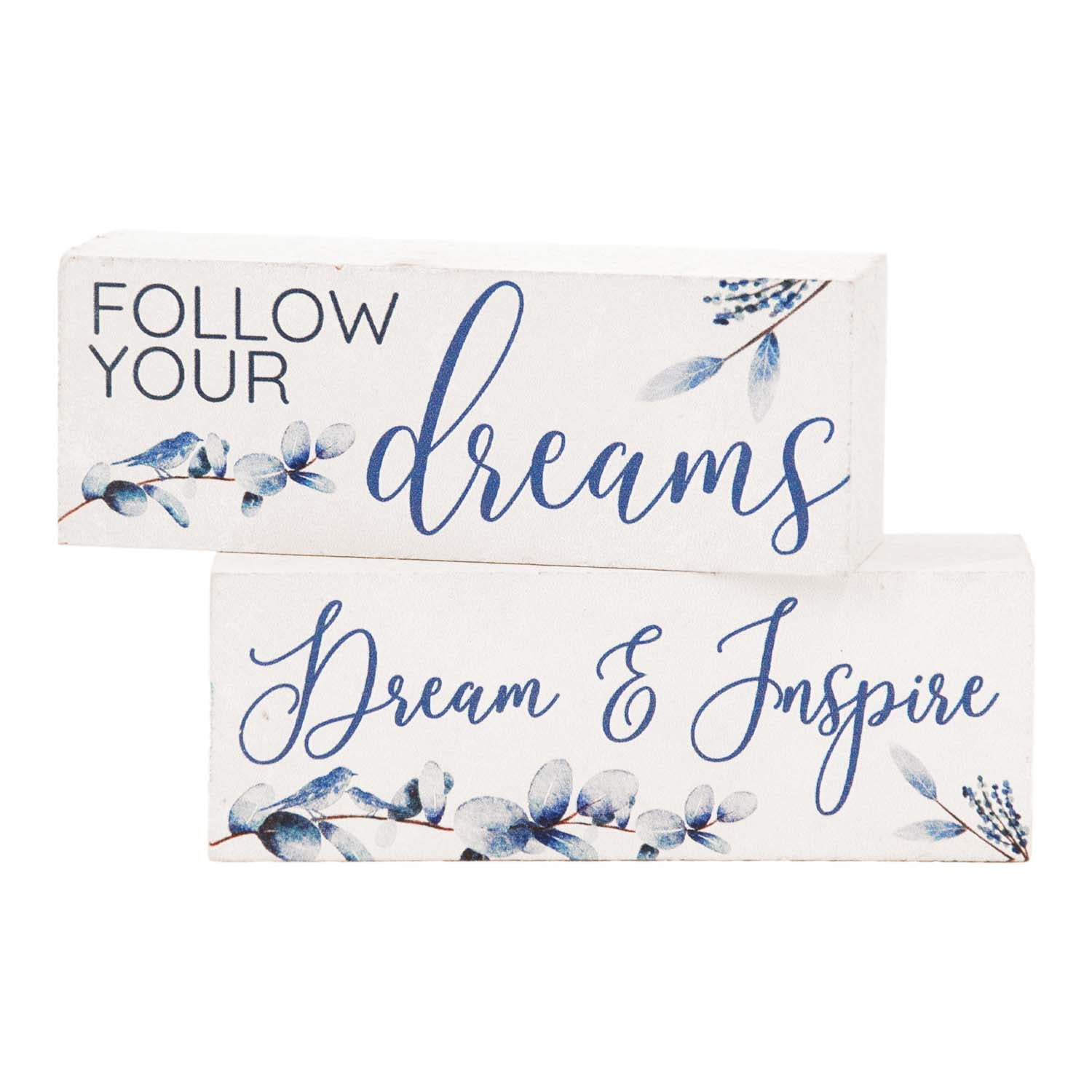 WAF57679-2A - 2 Assorted Blue Leaf Mini Blocks