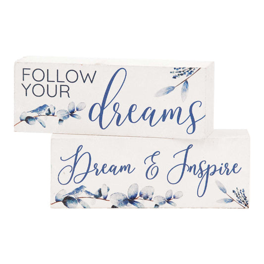 WAF57679-2A - 2 Assorted Blue Leaf Mini Blocks