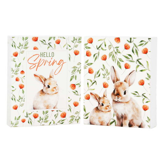 WAF57790-2A - 2 Assorted Bunnies and Flowers Blocks