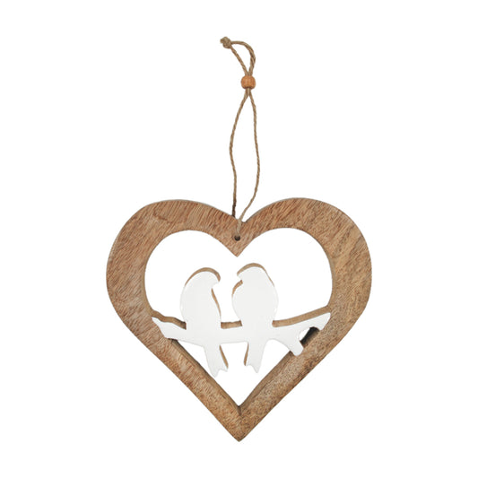 WAI41562 - Wooden Heart and Bird Cutout Hanger 