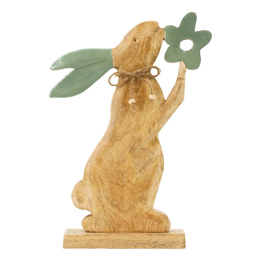 WAI57565 - Wood Flower Kissing Bunny