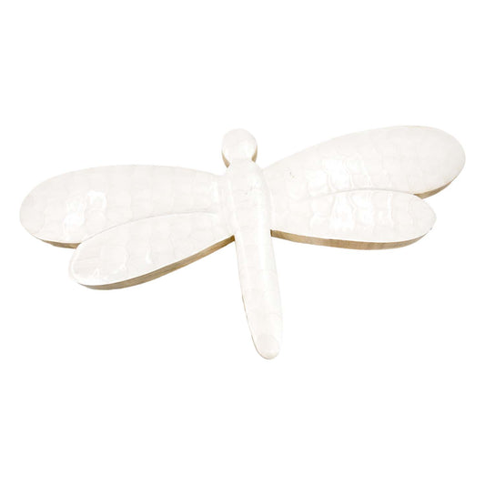 WAI57969 - Large White Scalloped Enamel Dragonfly