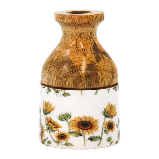 WAI57984 - Large Sunflower Enamel Wood Vase