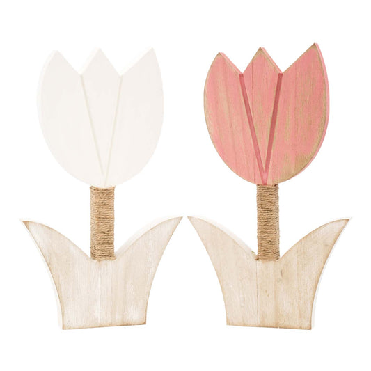 WAQ57829-2A - 2 Assorted Pink and White Tulips