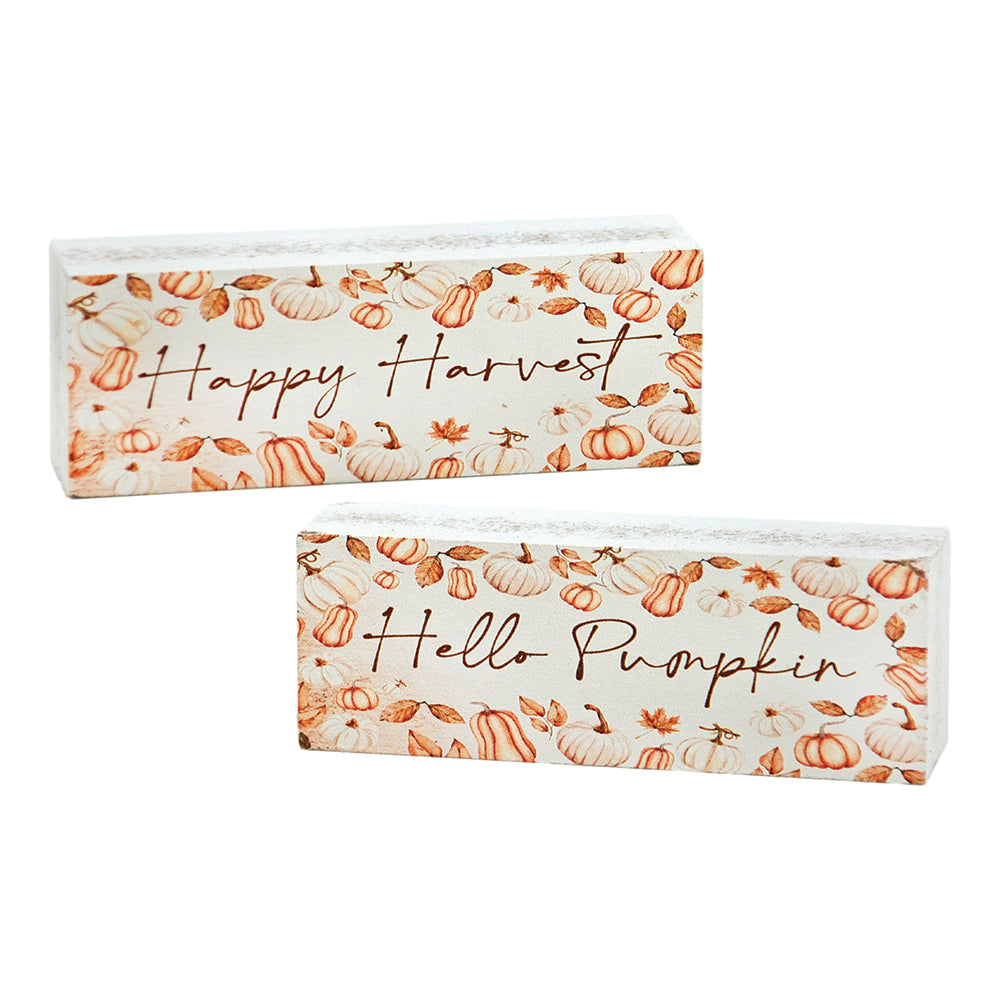 WFF42687-2A - 2 Assorted Pumpkin and Harvest Mini Blocks