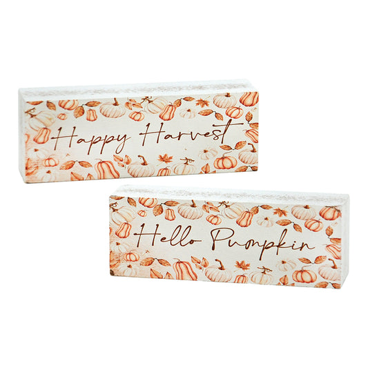 WFF42687-2A - 2 Assorted Pumpkin and Harvest Mini Blocks