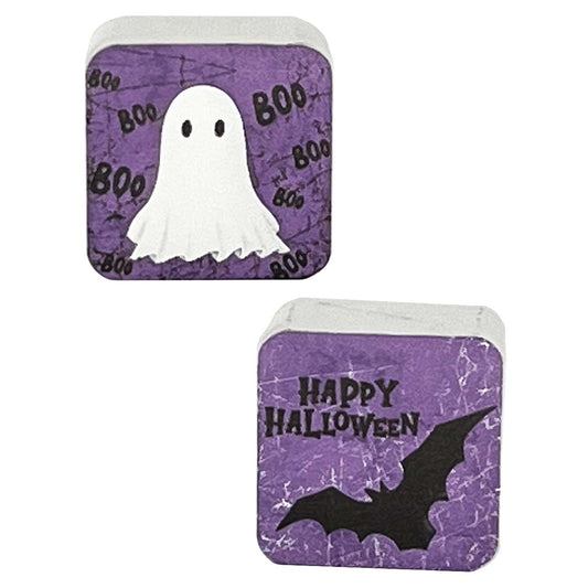 WFF58603-2A - 2 Assorted Mini Purple Square Boo Blocks