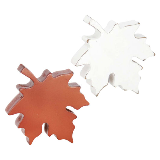 WFF58840-2A - 2 Assorted Orange and White Maple Leaf Blocks