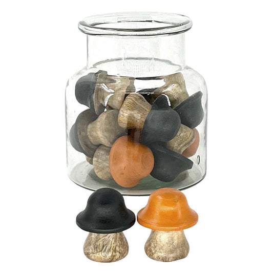 WFI58N003-14S - 14 Black and Orange Mushrooms In Jar