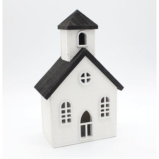 WXF43009 - Wood  Black Roof Church
