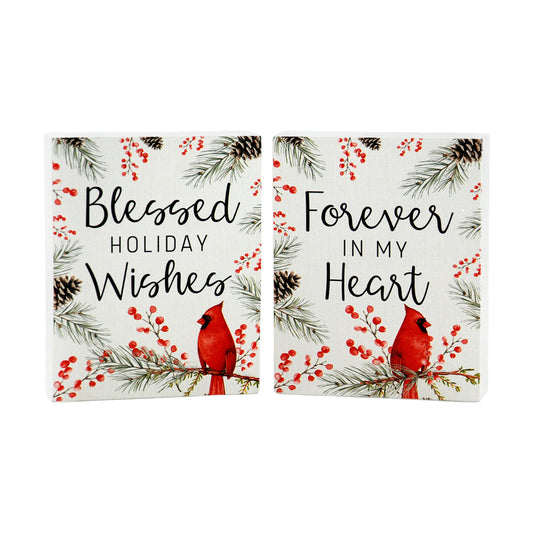 WXF43034-2A - 2 Assorted Forever and Blessed Cardinal Blocks