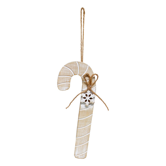 WXF43280 - Wooden Candy Cane Hanger with Snowflake