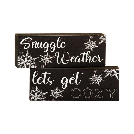 WXF43644-2A - 2 Assorted Hello Winter Black and White Mini Blocks