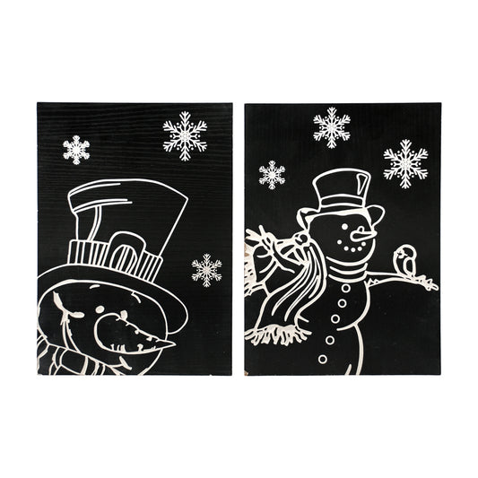 WXF43677-2A - 2 Assorted Black and White Snowman Signs