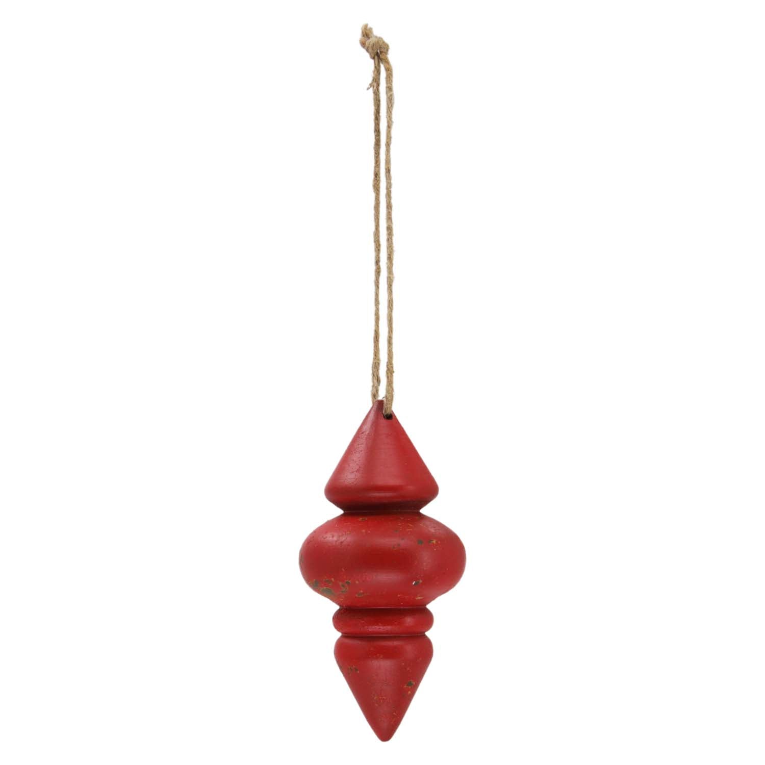 WXF59201 - Large Wooden Red Finial Ornament