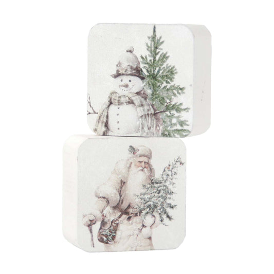 WXF59617-2A - 2 Assorted Mini Square Vintage Christmas Blocks