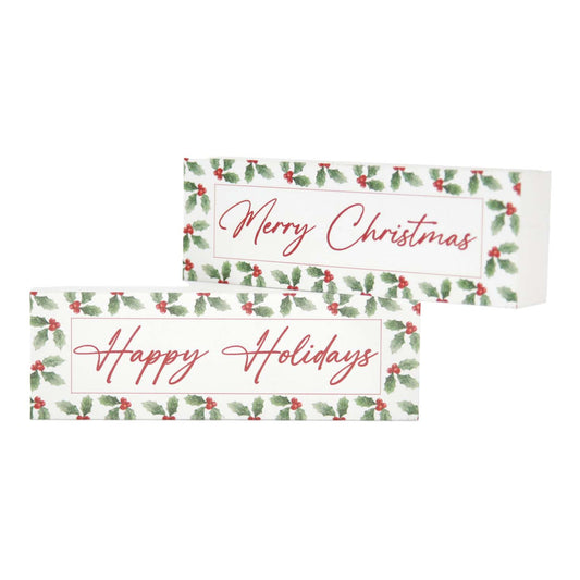 WXF59620-2A - 2 Assorted Holly Mini Blocks
