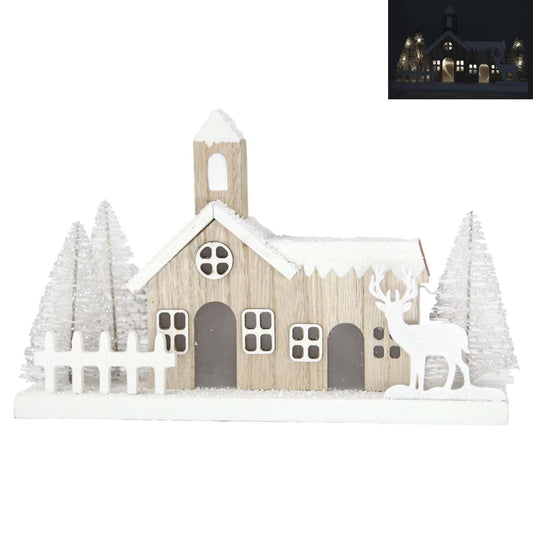 WXF59679 - Lighted Church Tree and Deer Stand