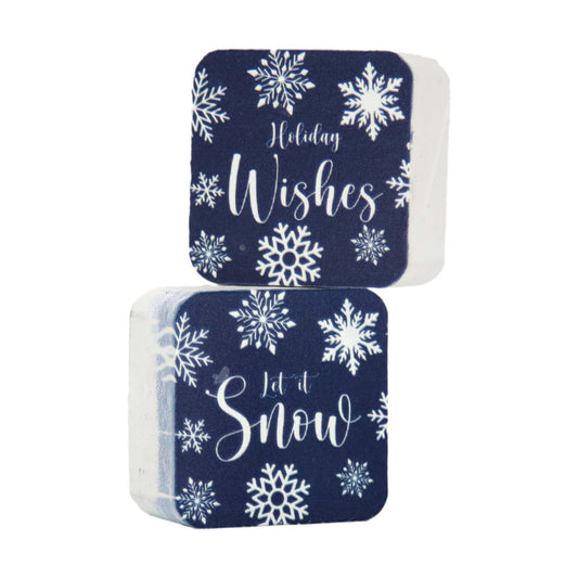 WXF59778-2A - 2 Assorted Mini Square Dark Blue Snowflake Blocks