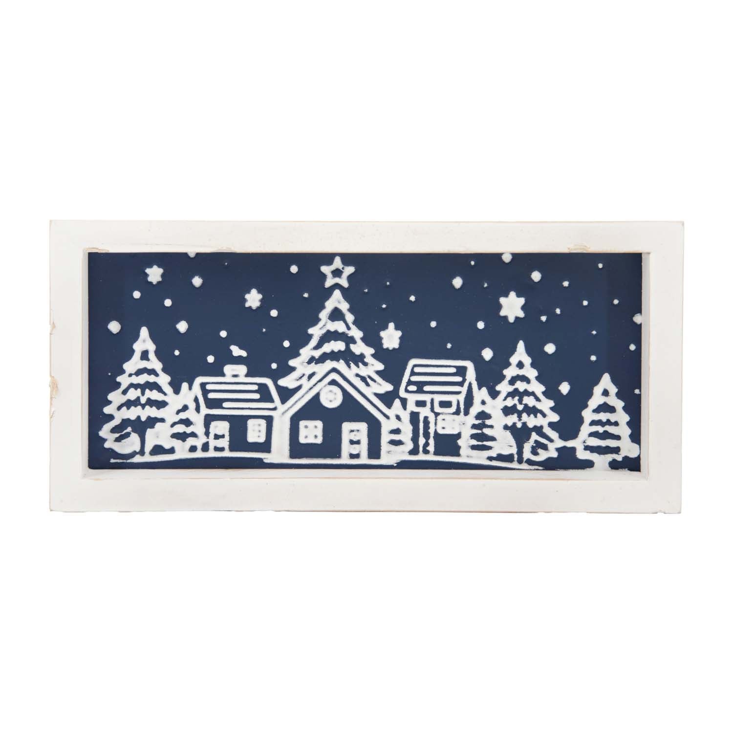 WXF59812 - Midnight Blue Snowy Village Sign