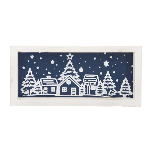WXF59812 - Midnight Blue Snowy Village Sign
