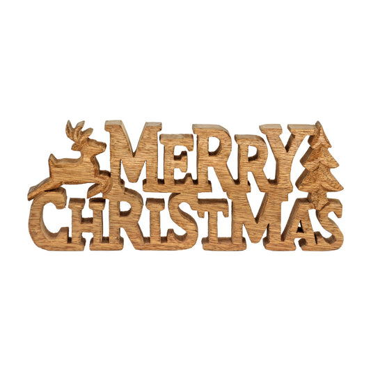 WXI43591 - Merry Christmas Wood Cutout Block