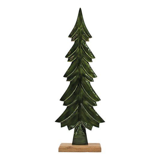WXI43593-LG - Large Wood and Green Enamel Tree