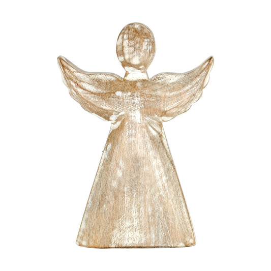 WXI43594 - Wooden Angel, White Wash With Complete Wood No 3D Cut