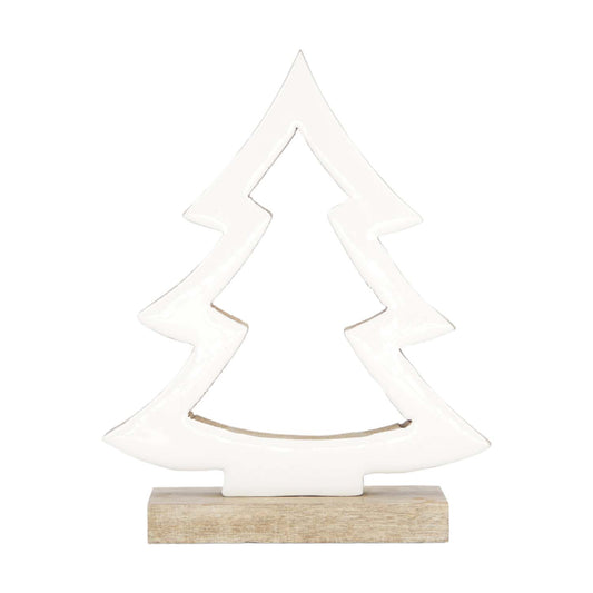 WXI59526-MD - Medium White Enamel Cutout Pine Tree