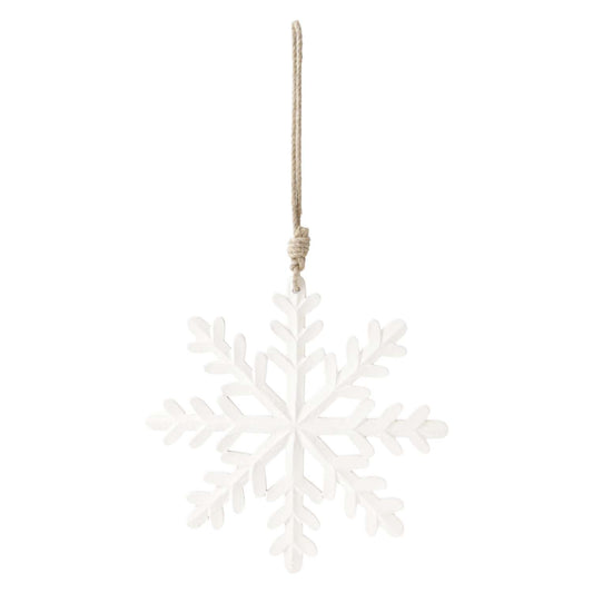WXI59573 - Large White Enamel Snowflake Hanger
