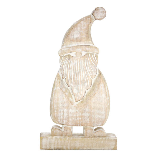 WXI59983 - Whitewashed Wood Santa on Stand
